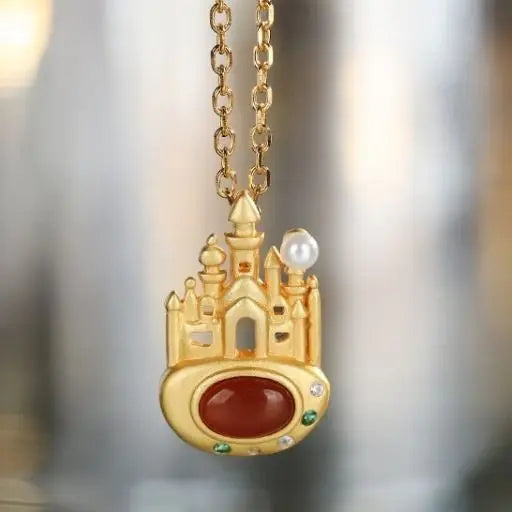 Red chalcedony Pearl Pendant Necklace Antique Palace Noble Women's Jewelry