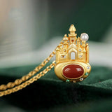Red chalcedony Pearl Pendant Necklace Antique Palace Noble Women's Jewelry
