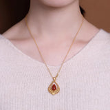 Natural South Red Chalcedony Water Drop Pendant Necklace