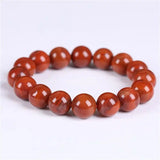 Handcarved Red Agate Beads Bracelet 12mm, Natural Jade Bangle for Women Men