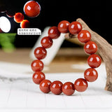 Handcarved Red Agate Beads Bracelet 12mm, Natural Jade Bangle for Women Men