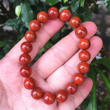Handcarved Red Agate Beads Bracelet 12mm, Natural Jade Bangle for Women Men