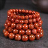 Handcarved Red Agate Beads Bracelet 12mm, Natural Jade Bangle for Women Men