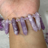 Natural Spodumene Stone Beads 15'' Sticks Crystal Point Shape DIY Loose Beads