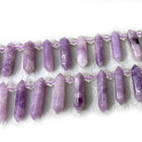 Natural Spodumene Stone Beads 15'' Sticks Crystal Point Shape DIY Loose Beads