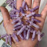 Natural Spodumene Stone Beads 15'' Sticks Crystal Point Shape DIY Loose Beads