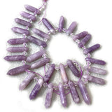 Natural Spodumene Stone Beads 15'' Sticks Crystal Point Shape DIY Loose Beads