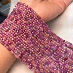 Natural Sri Lanka Ruby Cube Faceted Beads 3-3.5mm for Jewelry Making