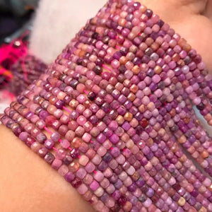 Natural Sri Lanka Ruby Cube Faceted Beads 3-3.5mm for Jewelry Making
