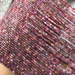 Natural Sri Lanka Ruby Cube Faceted 2.5mm Beads for Jewelry Making