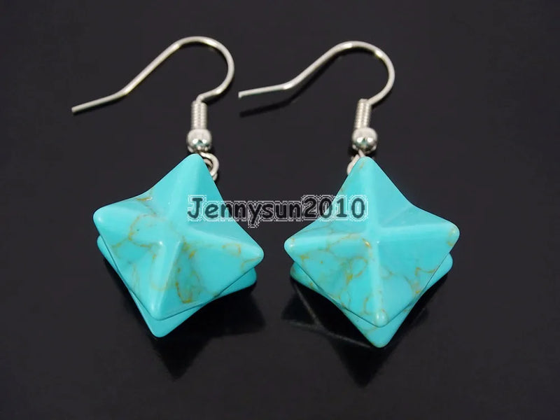 Green Turquoise Merkaba Pendant Earrings Set
