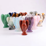 1.5" Natural Stone Crystal Angel Ornaments - Rose Quartz Amethyst Carving Crafts