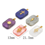 Rectangle Stainless Steel Charms Pendants Gemstone Amethyst Lapis Lazuli Pendant