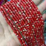 2*4mm Red Green Chalcedony Cylinder Spacer Beads