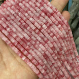 2*4mm Red Green Chalcedony Cylinder Spacer Beads