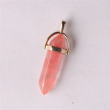 Hexagon Prism Rose Quartz Amethyst Opal Pendant Charms DIY Necklace