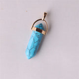 Hexagon Prism Rose Quartz Amethyst Opal Pendant Charms DIY Necklace