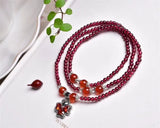 3mm Garnet Red Agate Bead Charm Clover Bracelet for Women