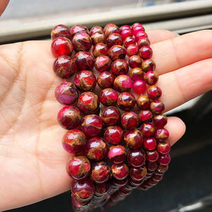 Natural Stone Red Cloisonne Round Beads 15''Strands