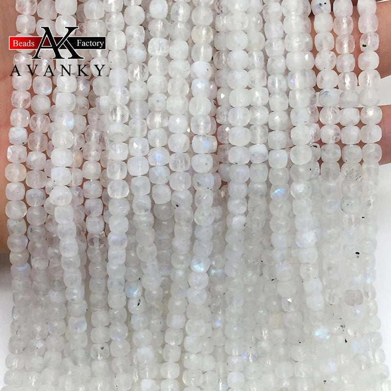 4mm Moonstone Faceted Cube Beads DIY Jewelry Making