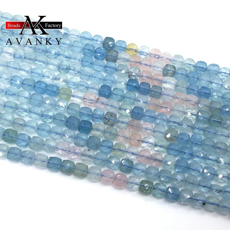 Natural Morganite Faceted Cube Loose Beads 4mm - DIY Jewelry Making