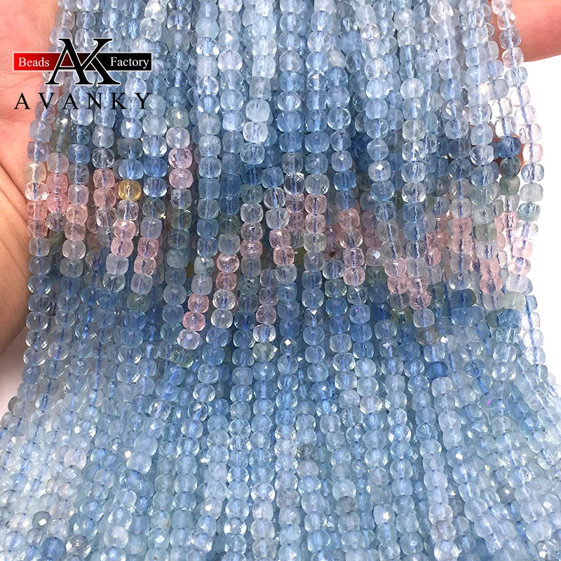 Natural Morganite Faceted Cube Loose Beads 4mm - DIY Jewelry Making