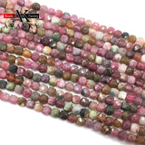 4mm Colorful Tourmaline Faceted Cube Loose Beads DIY Jewelry Making