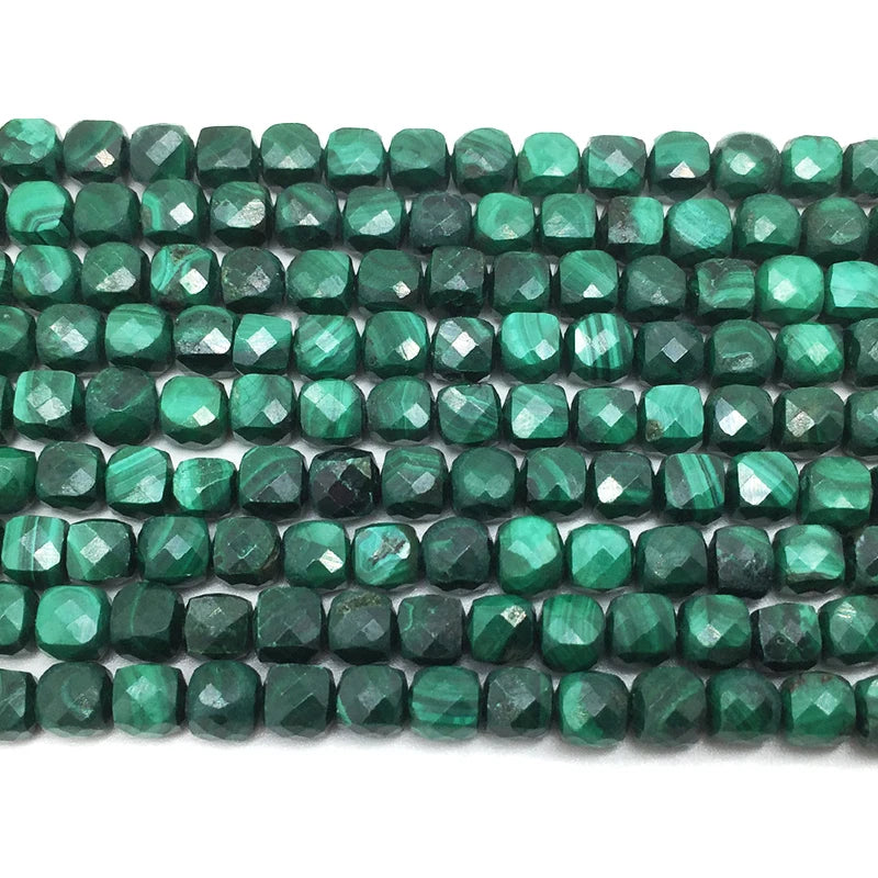 Green Malachite Faceted Cube Beads 4mm for DIY Bracelet Necklace