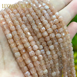 Sunstone Chalcedony 5x5MM Faceted Cube Spacer Beads for Jewelry Making