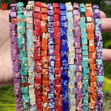 6mm Colorful Sea Sediment Jaspers Cube Spacer Beads 15''