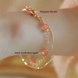 6mm South Red Agate Women Bracelet Ins Niche Magnetic Buckle