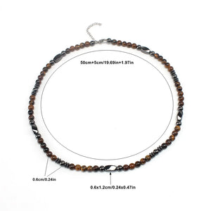 6mm Tiger-eye Hematite Beaded Necklace for Men