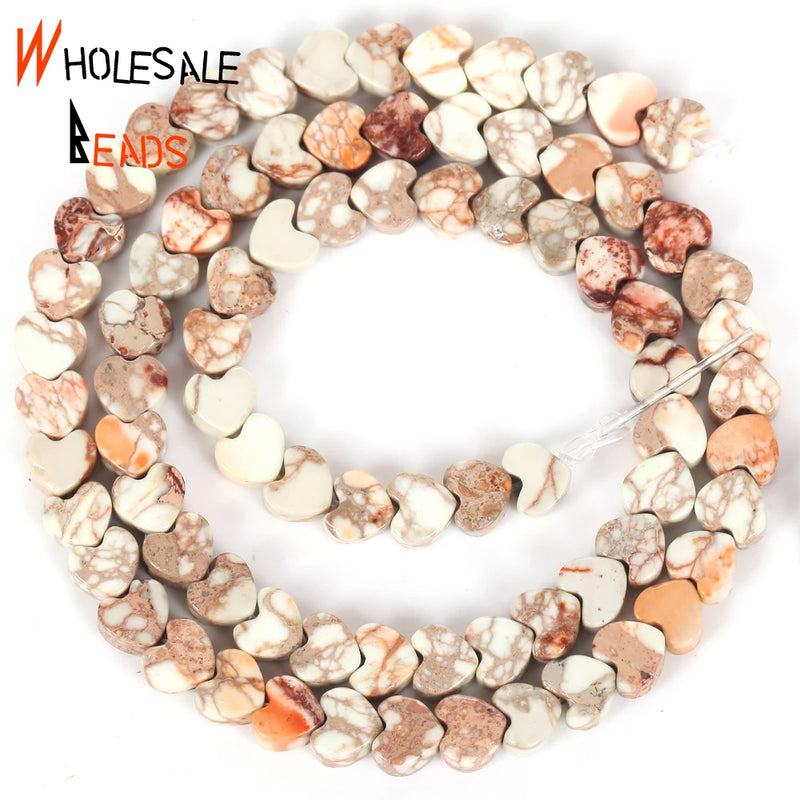 6x3mm Colorful Sea Sediment Jaspers Heart Round Loose Beads 15''