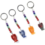 7 Chakra Angel Key Chain Reiki Healing Crystal Energy Beads Keyring