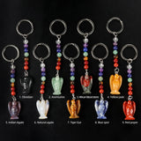 7 Chakra Angel Key Chain Reiki Healing Crystal Energy Beads Keyring