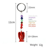 7 Chakra Angel Key Chain Reiki Healing Crystal Energy Beads Keyring
