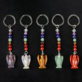 7 Chakra Angel Key Chain Reiki Healing Crystal Energy Beads Keyring