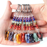 7 Chakra Angel Key Chain Reiki Healing Crystal Energy Beads Keyring