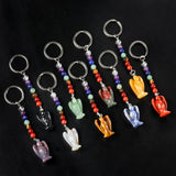 7 Chakra Angel Key Chain Reiki Healing Crystal Energy Beads Keyring