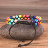 7 Chakra Rainbow Bracelet for Women Rope Woven Boho Yoga Jewelry