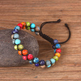 7 Chakra Rainbow Bracelet for Women Rope Woven Boho Yoga Jewelry