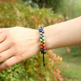 7 Chakra Rainbow Bracelet for Women Rope Woven Boho Yoga Jewelry