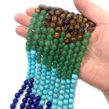 7 Chakra Round Beads Dragon Vein Agate Jewelry DIY Bracelet Accessories