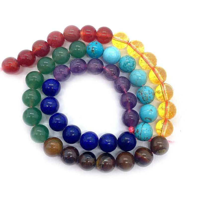 7 Chakra Round Beads Dragon Vein Agate Jewelry DIY Bracelet Accessories