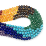 7 Chakra Round Beads Dragon Vein Agate Jewelry DIY Bracelet Accessories