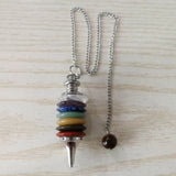 7 Chakra Pendulum Necklace Set Reiki Gemstone Dowsing Wicca Jewelry