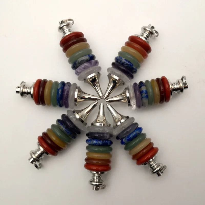7 Chakra Pendulum Pendant Necklace Natural Stone Gems