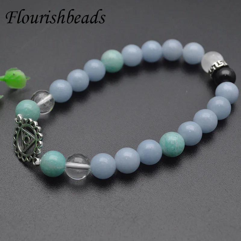 8mm Natural Stone Bead Bracelet Set - Amethyst Agates Lapis Citrine