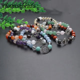 8mm Natural Stone Bead Bracelet Set - Amethyst Agates Lapis Citrine