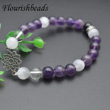 8mm Natural Stone Bead Bracelet Set - Amethyst Agates Lapis Citrine